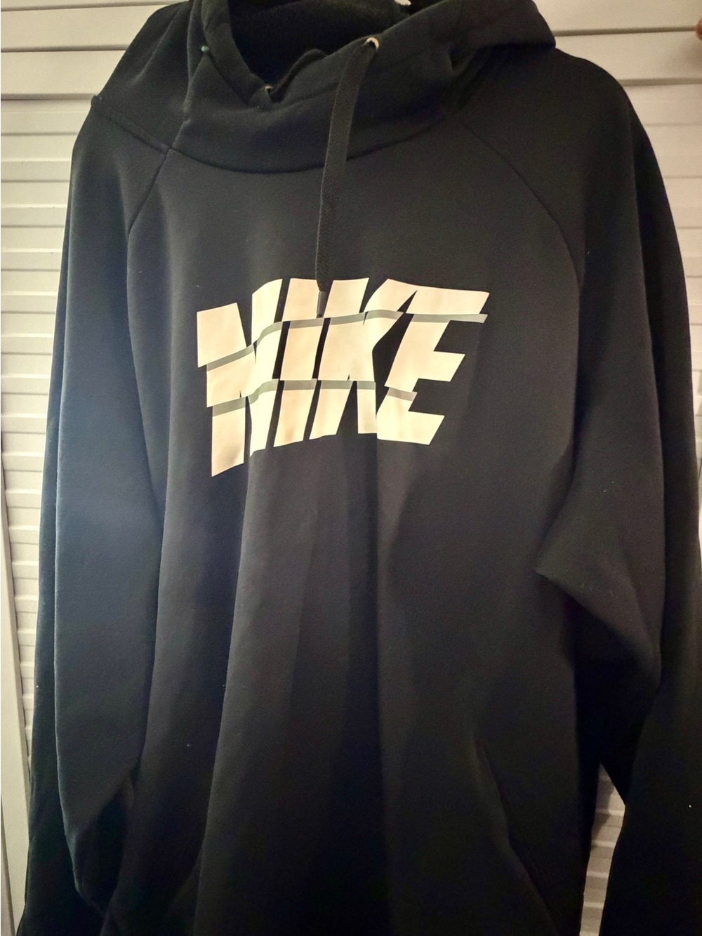Nike Black Pullover Hoodie with White Stacked Logo